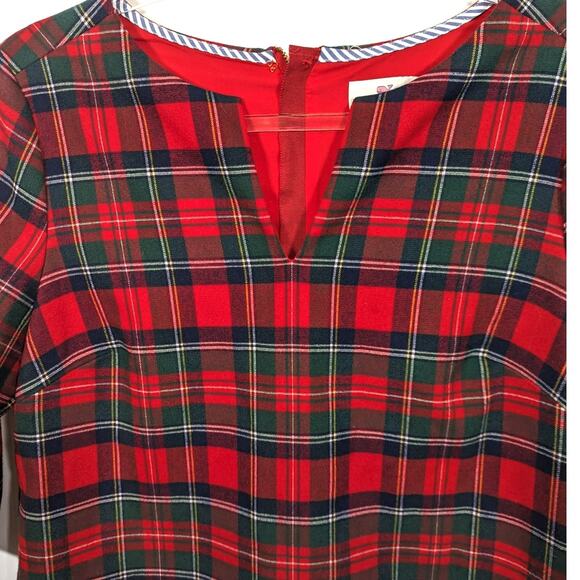 Vineyard Vines Plaid Greenwich Sheath Dress Flutter Sleeve Red Size 6 NWT - Picture 3 of 10
